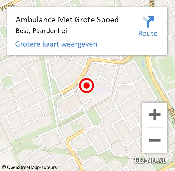 Locatie op kaart van de 112 melding: Ambulance Met Grote Spoed Naar Best, Paardenhei op 23 juli 2016 18:15