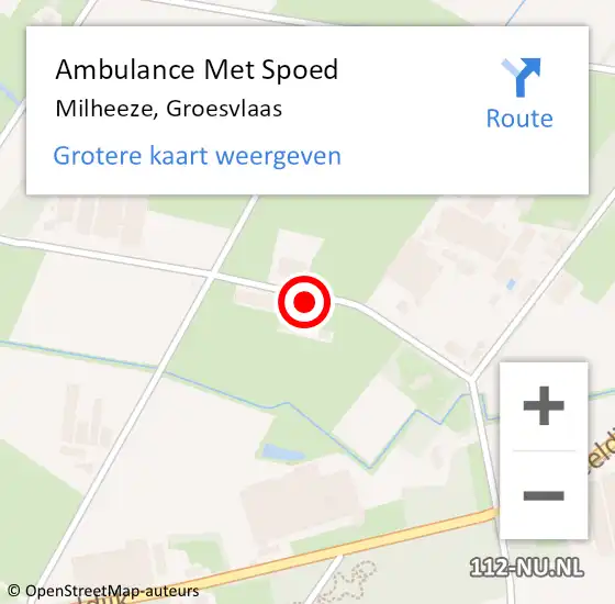 Locatie op kaart van de 112 melding: Ambulance Met Spoed Naar Milheeze, Groesvlaas op 23 juli 2016 20:24