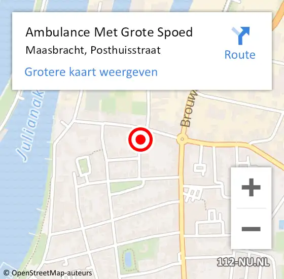 Locatie op kaart van de 112 melding: Ambulance Met Grote Spoed Naar Maasbracht, Posthuisstraat op 22 december 2013 08:17