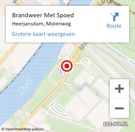 Locatie op kaart van de 112 melding: Brandweer Met Spoed Naar Heerjansdam, Molenweg op 23 juli 2016 22:22