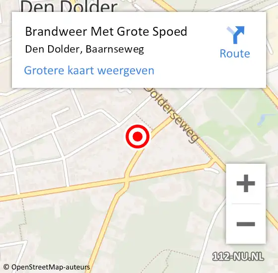 Locatie op kaart van de 112 melding: Brandweer Met Grote Spoed Naar Den Dolder, Baarnseweg op 16 september 2013 20:44