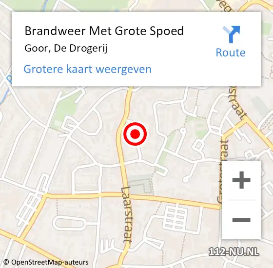 Locatie op kaart van de 112 melding: Brandweer Met Grote Spoed Naar Goor, De Drogerij op 23 juli 2016 23:00