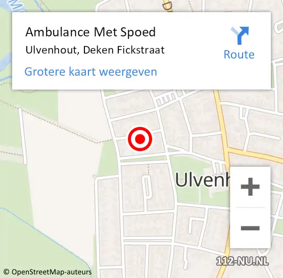 Locatie op kaart van de 112 melding: Ambulance Met Spoed Naar Ulvenhout, Deken Fickstraat op 23 juli 2016 23:16