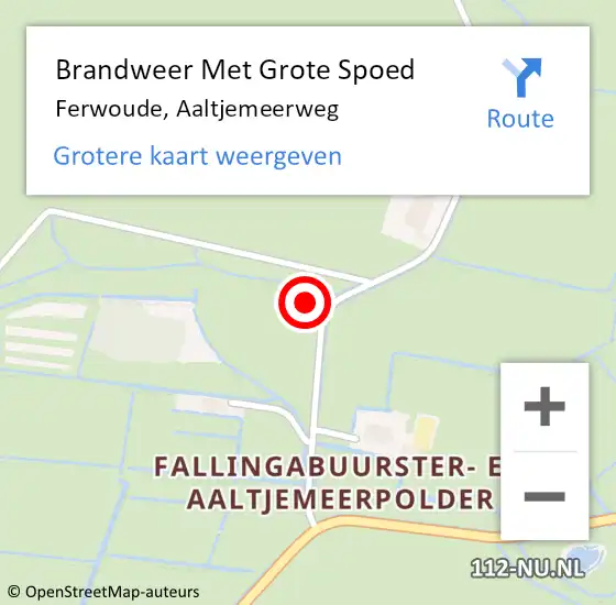 Locatie op kaart van de 112 melding: Brandweer Met Grote Spoed Naar Ferwoude, Aaltjemeerweg op 24 juli 2016 00:20