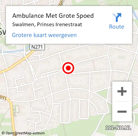 Locatie op kaart van de 112 melding: Ambulance Met Grote Spoed Naar Swalmen, Prinses Irenestraat op 24 juli 2016 00:34