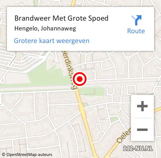 Locatie op kaart van de 112 melding: Brandweer Met Grote Spoed Naar Hengelo, Johannaweg op 24 juli 2016 00:36