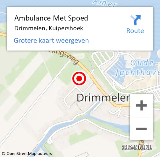 Locatie op kaart van de 112 melding: Ambulance Met Spoed Naar Drimmelen, Kuipershoek op 24 juli 2016 00:42