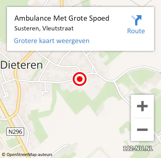 Locatie op kaart van de 112 melding: Ambulance Met Grote Spoed Naar Susteren, Vleutstraat op 22 december 2013 08:56