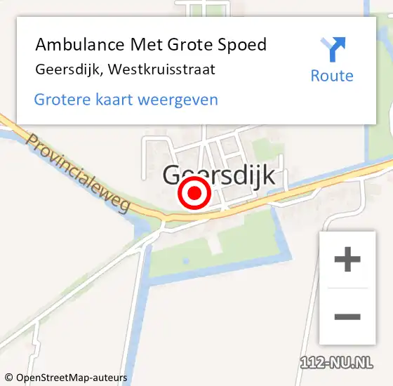 Locatie op kaart van de 112 melding: Ambulance Met Grote Spoed Naar Geersdijk, Westkruisstraat op 22 december 2013 08:57