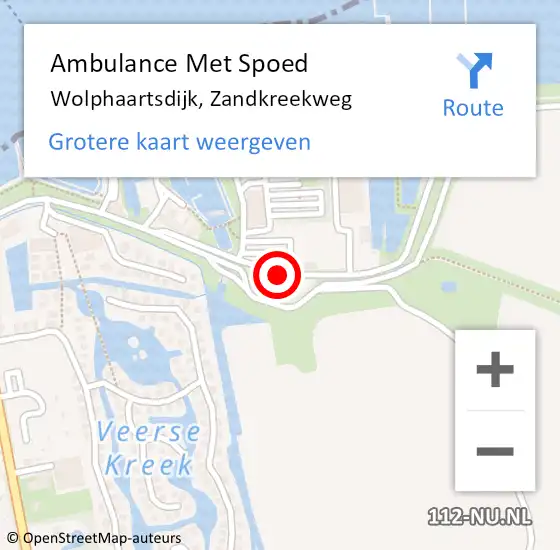 Locatie op kaart van de 112 melding: Ambulance Met Spoed Naar Wolphaartsdijk, Zandkreekweg op 24 juli 2016 02:41