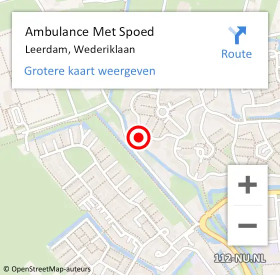 Locatie op kaart van de 112 melding: Ambulance Met Spoed Naar Leerdam, Wederiklaan op 24 juli 2016 03:36