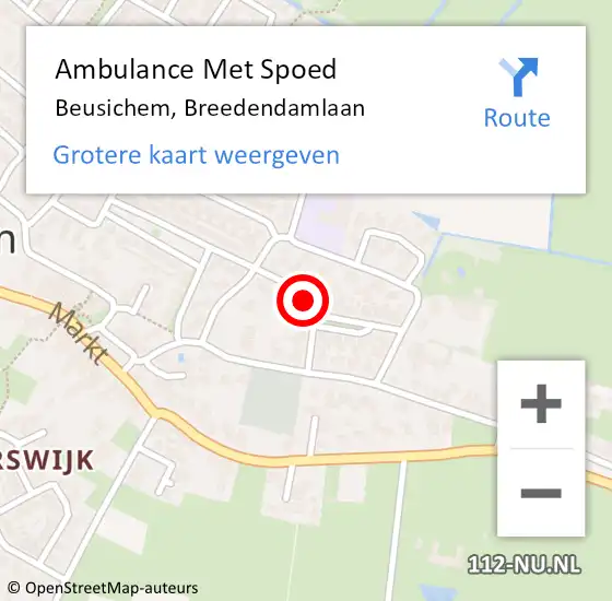 Locatie op kaart van de 112 melding: Ambulance Met Spoed Naar Beusichem, Breedendamlaan op 24 juli 2016 03:46