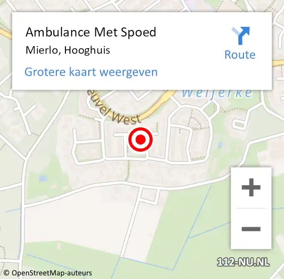 Locatie op kaart van de 112 melding: Ambulance Met Spoed Naar Mierlo, Hooghuis op 24 juli 2016 05:43