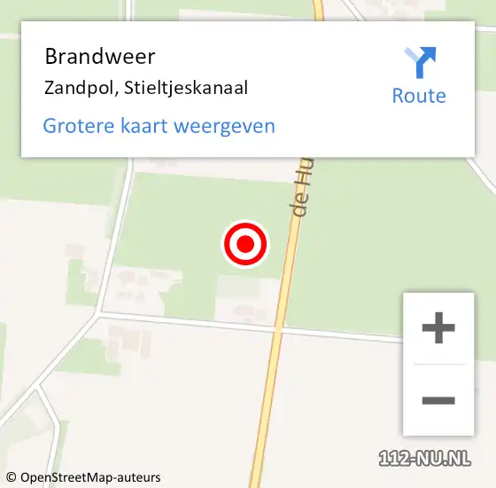 Locatie op kaart van de 112 melding: Brandweer Zandpol, Stieltjeskanaal op 24 juli 2016 06:37