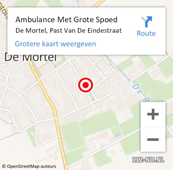 Locatie op kaart van de 112 melding: Ambulance Met Grote Spoed Naar De Mortel, Past Van De Eindestraat op 24 juli 2016 08:02