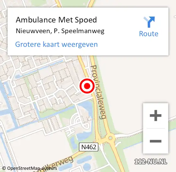 Locatie op kaart van de 112 melding: Ambulance Met Spoed Naar Nieuwveen, P. Speelmanweg op 22 december 2013 09:16