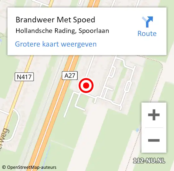 Locatie op kaart van de 112 melding: Brandweer Met Spoed Naar Hollandsche Rading, Spoorlaan op 24 juli 2016 08:21