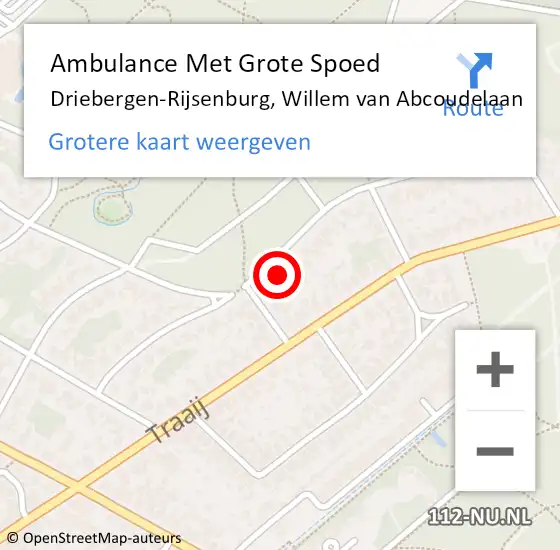 Locatie op kaart van de 112 melding: Ambulance Met Grote Spoed Naar Driebergen-Rijsenburg, Willem van Abcoudelaan op 24 juli 2016 09:17
