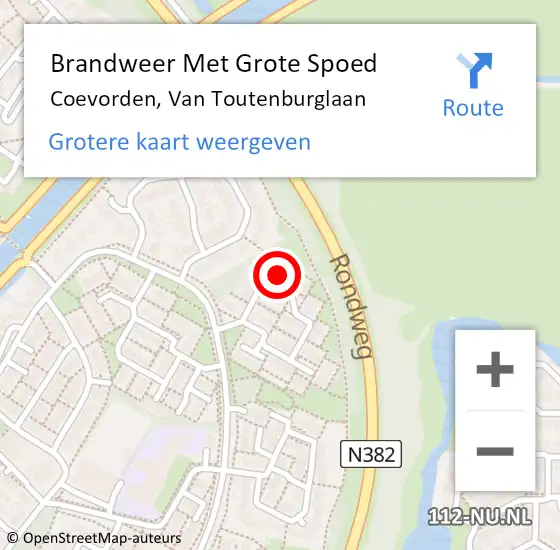 Locatie op kaart van de 112 melding: Brandweer Met Grote Spoed Naar Coevorden, Van Toutenburglaan op 22 december 2013 09:23