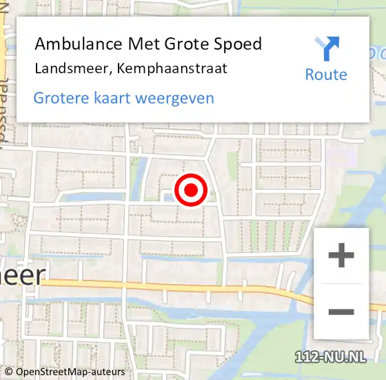 Locatie op kaart van de 112 melding: Ambulance Met Grote Spoed Naar Landsmeer, Kemphaanstraat op 24 juli 2016 10:20