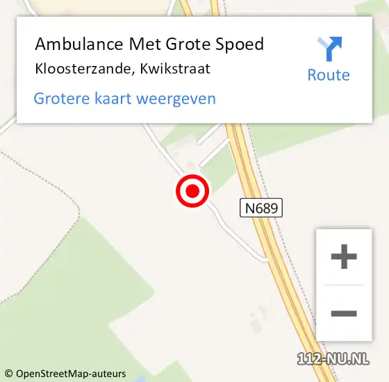 Locatie op kaart van de 112 melding: Ambulance Met Grote Spoed Naar Kloosterzande, Kwikstraat op 24 juli 2016 10:25