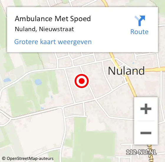 Locatie op kaart van de 112 melding: Ambulance Met Spoed Naar Nuland, Nieuwstraat op 24 juli 2016 10:28