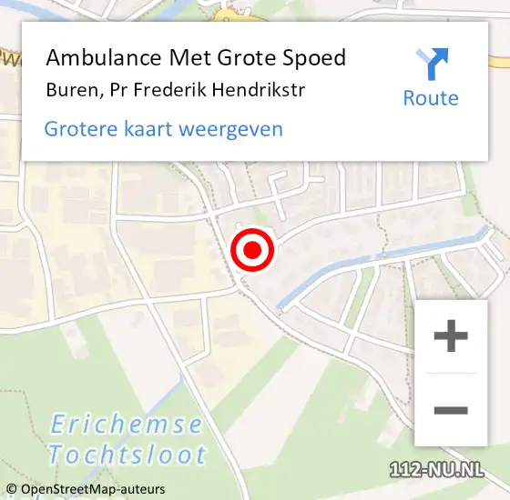 Locatie op kaart van de 112 melding: Ambulance Met Grote Spoed Naar Buren, Pr Frederik Hendrikstr op 24 juli 2016 10:44