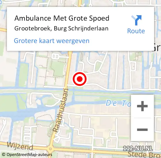 Locatie op kaart van de 112 melding: Ambulance Met Grote Spoed Naar Grootebroek, Burg Schrijnderlaan op 24 juli 2016 11:07