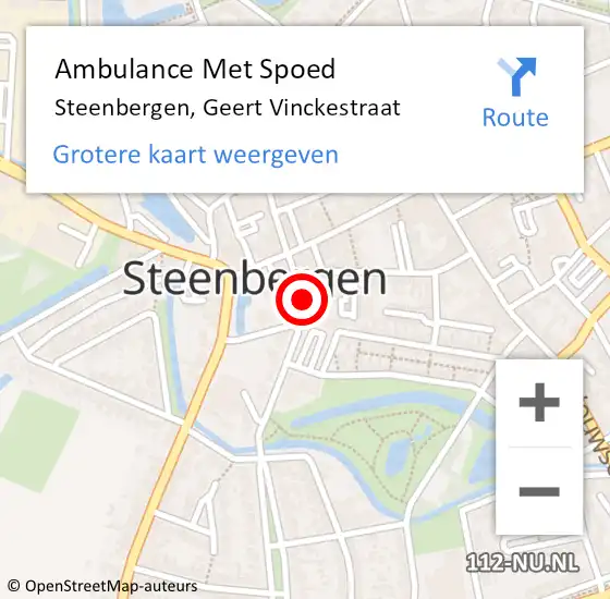 Locatie op kaart van de 112 melding: Ambulance Met Spoed Naar Steenbergen, Geert Vinckestraat op 24 juli 2016 11:13