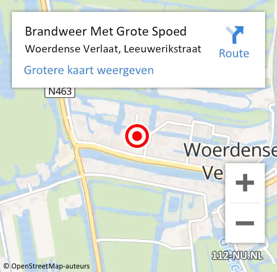 Locatie op kaart van de 112 melding: Brandweer Met Grote Spoed Naar Woerdense Verlaat, Leeuwerikstraat op 24 juli 2016 11:34