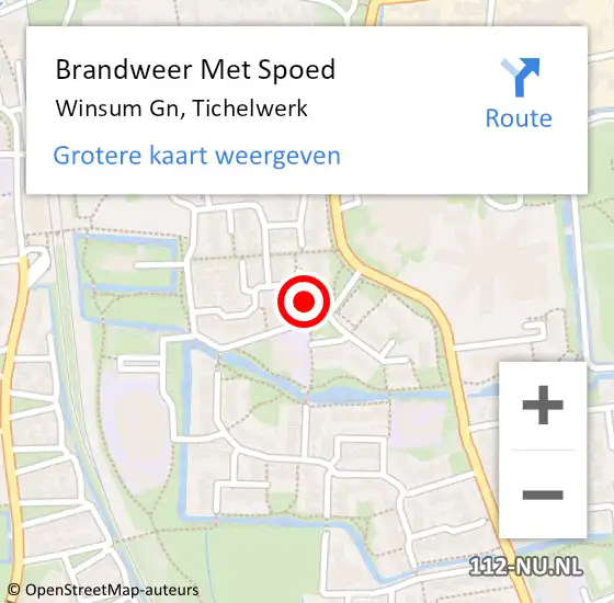 Locatie op kaart van de 112 melding: Brandweer Met Spoed Naar Winsum Gn, Tichelwerk op 22 december 2013 09:34