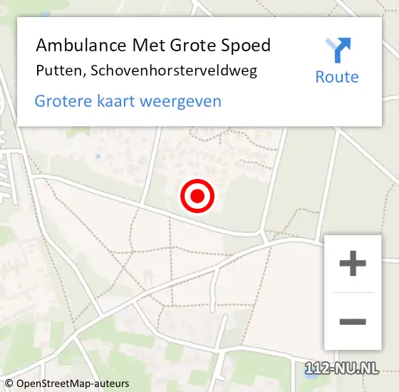 Locatie op kaart van de 112 melding: Ambulance Met Grote Spoed Naar Putten, Schovenhorsterveldweg op 24 juli 2016 11:52