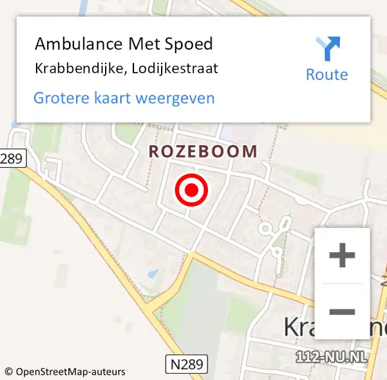 Locatie op kaart van de 112 melding: Ambulance Met Spoed Naar Krabbendijke, Lodijkestraat op 24 juli 2016 11:56