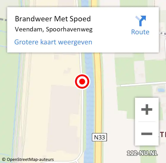 Locatie op kaart van de 112 melding: Brandweer Met Spoed Naar Veendam, Spoorhavenweg op 24 juli 2016 12:31