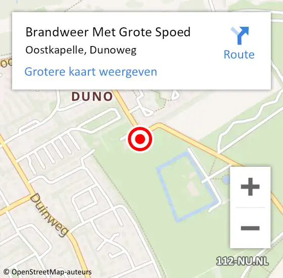 Locatie op kaart van de 112 melding: Brandweer Met Grote Spoed Naar Oostkapelle, Dunoweg op 24 juli 2016 12:58