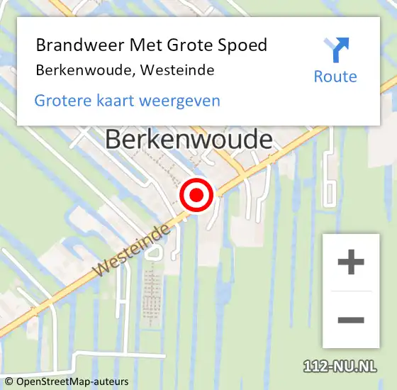 Locatie op kaart van de 112 melding: Brandweer Met Grote Spoed Naar Berkenwoude, Westeinde op 24 juli 2016 14:28