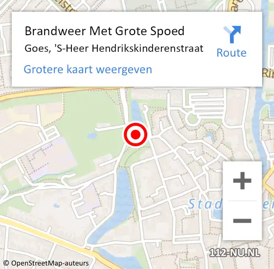 Locatie op kaart van de 112 melding: Brandweer Met Grote Spoed Naar Goes, 's-Heer Hendrikskinderenstraat op 24 juli 2016 14:31