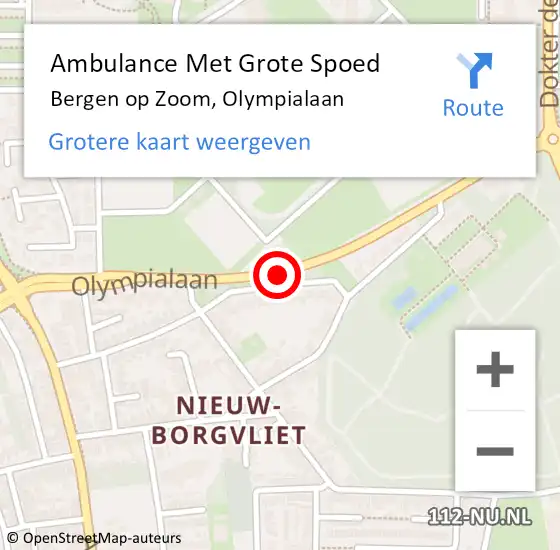 Locatie op kaart van de 112 melding: Ambulance Met Grote Spoed Naar Bergen op Zoom, Olympialaan op 24 juli 2016 14:43