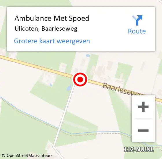 Locatie op kaart van de 112 melding: Ambulance Met Spoed Naar Ulicoten, Baarleseweg op 22 december 2013 09:52