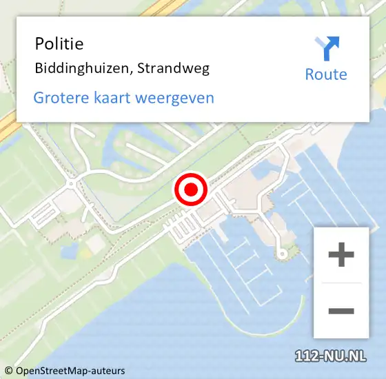 Locatie op kaart van de 112 melding: Politie Biddinghuizen, Strandweg op 24 juli 2016 15:01