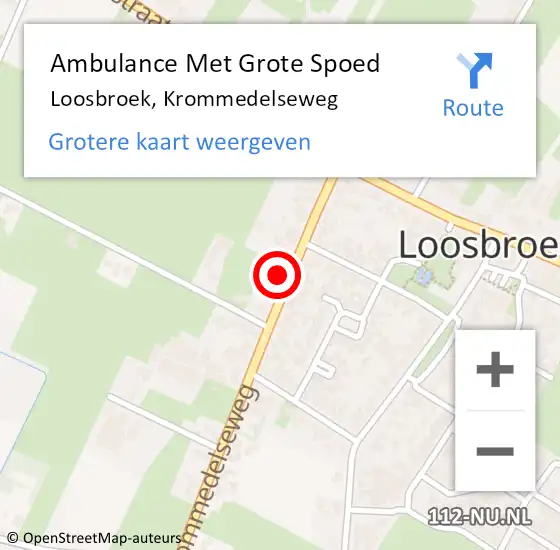 Locatie op kaart van de 112 melding: Ambulance Met Grote Spoed Naar Loosbroek, Krommedelseweg op 22 december 2013 09:53