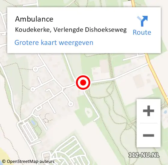Locatie op kaart van de 112 melding: Ambulance Koudekerke, Verlengde Dishoekseweg op 24 juli 2016 15:27