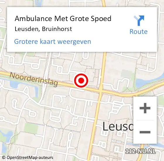 Locatie op kaart van de 112 melding: Ambulance Met Grote Spoed Naar Leusden, Bruinhorst op 24 juli 2016 15:38