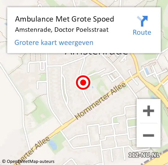 Locatie op kaart van de 112 melding: Ambulance Met Grote Spoed Naar Amstenrade, Doctor Poelsstraat op 22 december 2013 09:58