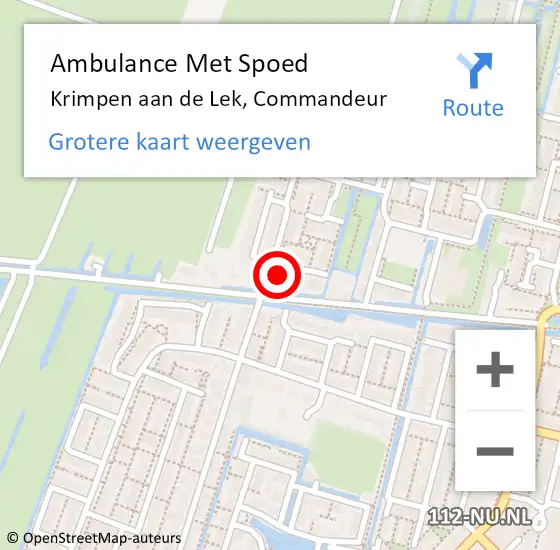 Locatie op kaart van de 112 melding: Ambulance Met Spoed Naar Krimpen aan de Lek, Commandeur op 24 juli 2016 15:56