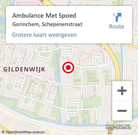 Locatie op kaart van de 112 melding: Ambulance Met Spoed Naar Gorinchem, Schepenenstraat op 24 juli 2016 15:58
