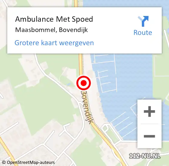 Locatie op kaart van de 112 melding: Ambulance Met Spoed Naar Maasbommel, Bovendijk op 24 juli 2016 16:02