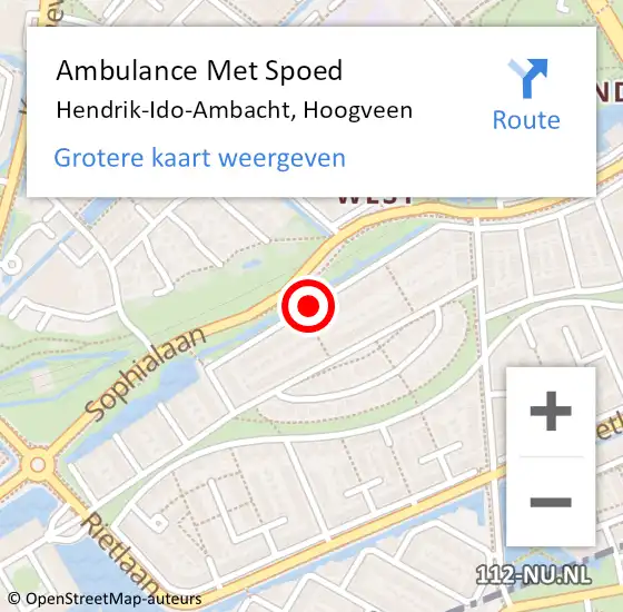 Locatie op kaart van de 112 melding: Ambulance Met Spoed Naar Hendrik-Ido-Ambacht, Hoogveen op 24 juli 2016 17:06