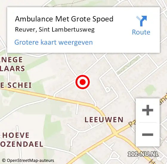 Locatie op kaart van de 112 melding: Ambulance Met Grote Spoed Naar Reuver, Sint Lambertusweg op 24 juli 2016 17:22