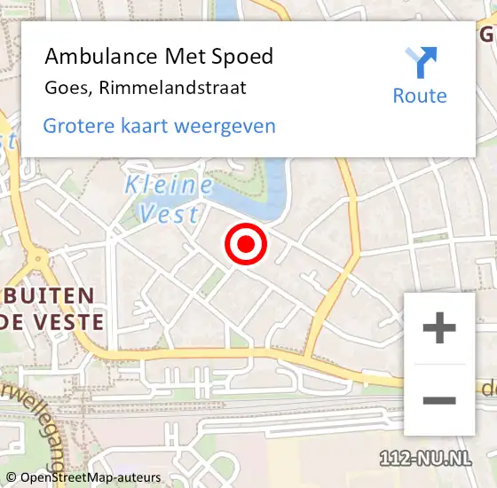 Locatie op kaart van de 112 melding: Ambulance Met Spoed Naar Goes, Rimmelandstraat op 24 juli 2016 17:22